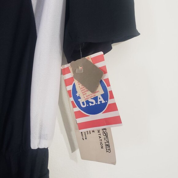 Vintage 80s Semi Sheer Black White Striped Pleated Day Dress Size S Retro Party - Picture 9 of 10